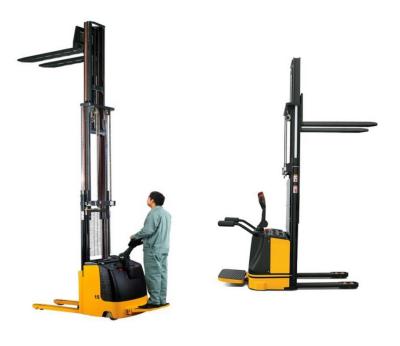 China Lifting Semi Electric Pallet Stacker 90mm Walking Type Truck Forklift for sale