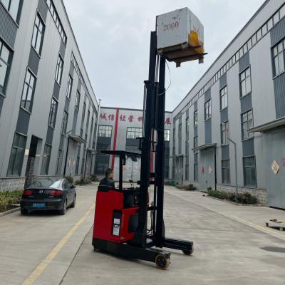 China 1.5t 2t Electric Supermarket Reach Forklift Truck Stacker 24v Ac Motor Stand On for sale