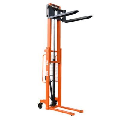 China 3M Secure 280mm Double Mast 1T Manual Forklift Stacker Trolley for sale