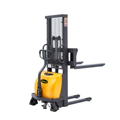 China 5000mm adjustable Double Pallets Electric Stacker Handler 1.5ton Stacker for sale