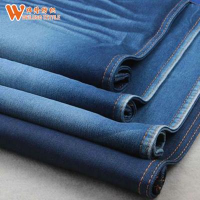 China Non Slub Cotton Polyester Spandex Yarn Dyed Denim Fabric Dark Blue for sale