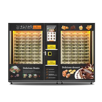 China Large Capacity 2 Cabinets Vending Machine for Ready Meals with Microwave Heating And Drinks Cans Cakes Desserts for sale
