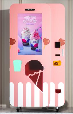 China Quick Making Automatic Soft Ice Cream Vending Machine With Attractive LED Colorful Lights And LED Light Box for sale