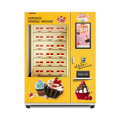 China Bolo da fatia da grande capacidade e máquina de venda automática dos queques com refrigerar e sistema do elevador à venda