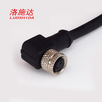China M8 Female Cable Connector Fitting 90 Degree Angle Connector Cable For All M8 3 Pins Connector Proximity Sensor for sale