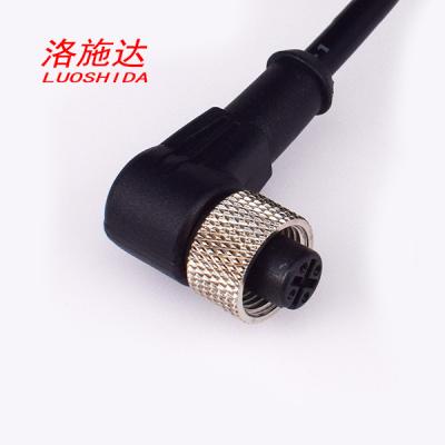 China M12 4 Wire Cable Connector Fitting Female Elbow Connector Cable For All M12 4pin Proximity Sensor Switch for sale