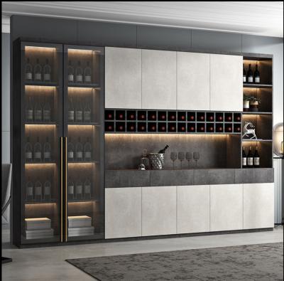 China Melamine HDF Living Room Display Cabinet Modern Wine Cabient With LED Light for sale