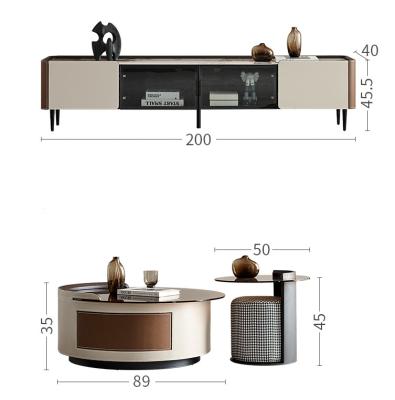 China Light Luxury Living Room TV Set Khaki black TV Cabinet Coffee Table Set 2000X455 for sale