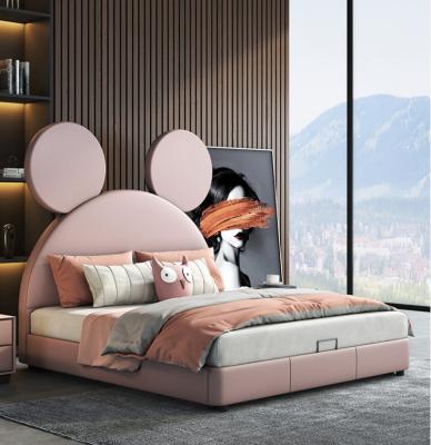 China Modern Nordic Childrens Princess Bed Leather Pink Dream Castle Girls Mouse Bed for sale