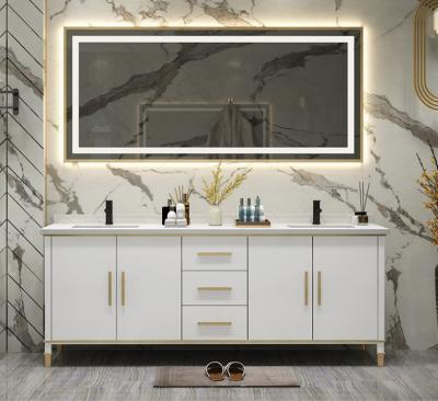 China Bathroom Wash Machine Cabinet Floating Vanity E1 white Melamine 1.2*0.7m Led Mirror for sale