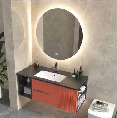 Chine Cabinet de salle de bains rouge de vanité de bois de construction de bon Cabinet de machine à laver à vendre