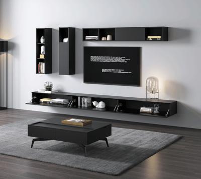 China Living Room TV Shelves Wall Mounted TV Stand With Haning Cabinets And Display Box for sale