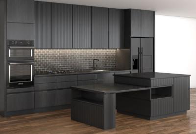 China Lacquer Paint Black Modern Design Kitchen Cabinet Quartz Stone 15mm for sale