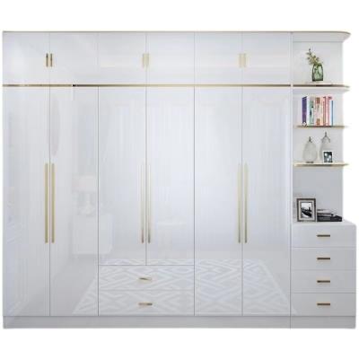 China Alto armario brillante del guardarropa de la puerta de 4 puertas blancas en gabinetes de almacenamiento del dormitorio en venta