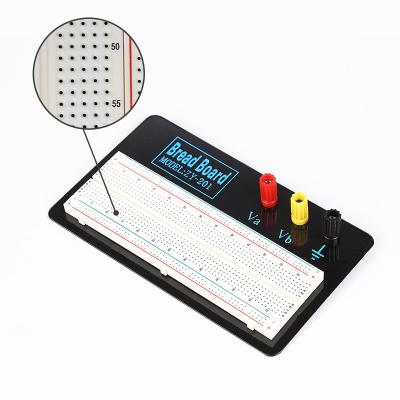 China ZY-1201 Solderless Prototype Breadboard  830 Tie-points Board with Metal Plate for sale