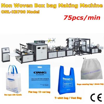 China New design full automatic non woven box bag making machine with online handle for sale