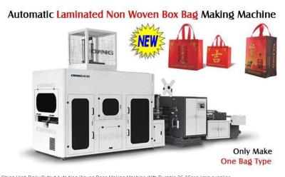 China Full Automatic Laminated Non Woven Box Bag Making Machine With Handle Attached for sale