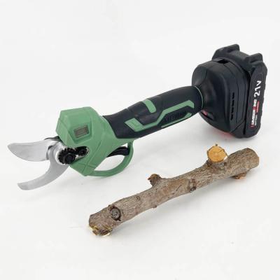 China 25mm Cordless Electric Pruner Shears  Lithium Battery Powered Pruning Shears Green for sale