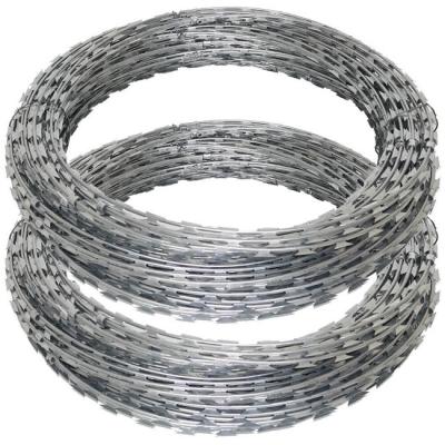 China 22 Coils Galvanized Barbed Wire Concertina Razor Barbed Wire with Zinc Coated Surface for sale