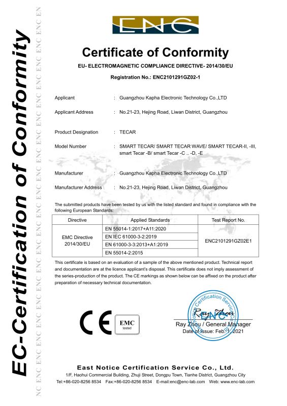 Certificate of Conformity - Guangzhou Kapha Electronic Technology Co., Ltd.