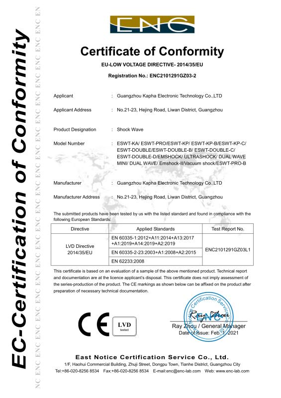 CE -LVD - Guangzhou Kapha Electronic Technology Co., Ltd.