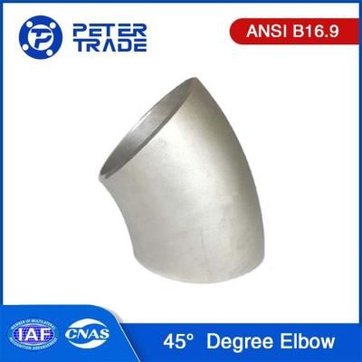 China Codo de 45 grados 3D ASME B16.9 de acero inoxidable ASTM A403 Codo 1/2' a 48' de pulgada SCH20 SCH40 SCH80 en venta