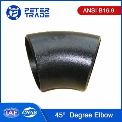 China ASTM A420 WPL6 ASME B16.9 Carbon Steel 3D Radius 45 Degree Elbow Pipe Fitting SCH20 SCH30 SCH40 for sale