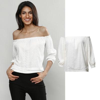 China Newest Design Women Lace Blouse Off Shoulder Design Hot Sale for sale