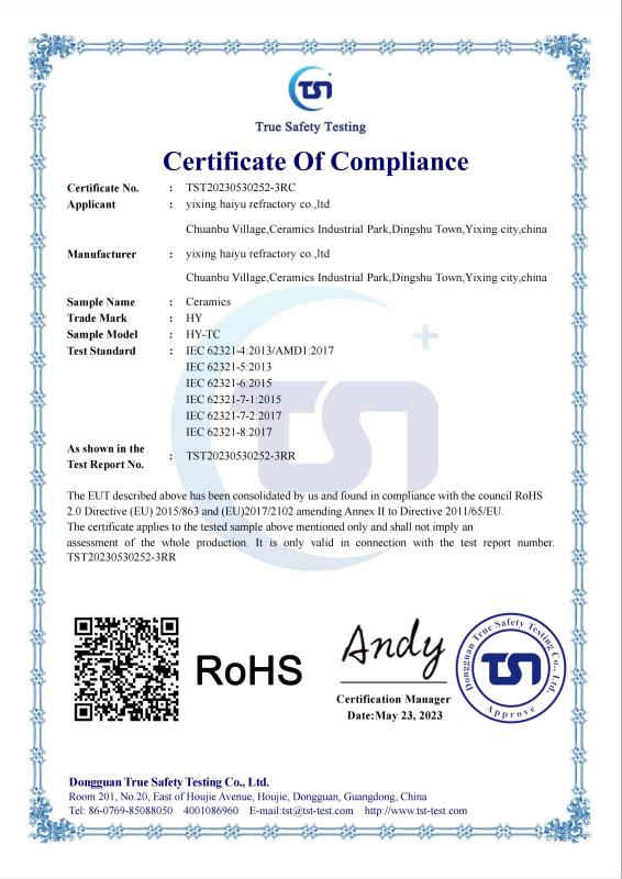 ROHS - yixing haiyu refractory co.,ltd