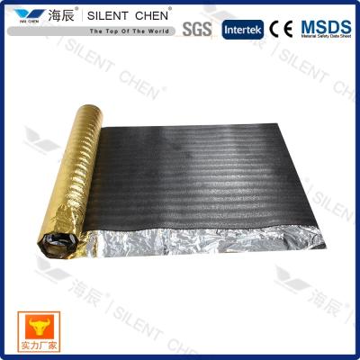 China Gold Film Coating EPE Foam Roll Underlay 20kg/Cbm For Engineered Flooring for sale