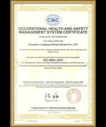 ISO45001 - Changshu Longteng Special Steel Co., Ltd.