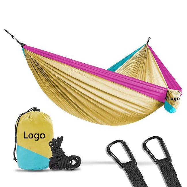 Custom Logo Outdoor Indoor Portable Folding Camping Hammock for Sports Hiking Nylon Hammocks
