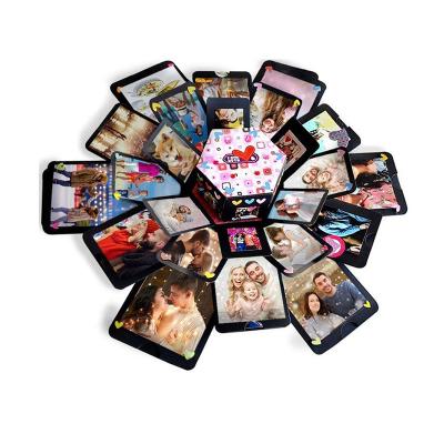 China Explosion Surprise Gift Box DIY Photo Album Exploding hexagon Picture Box for Birthday, Wedding, Engagement for sale