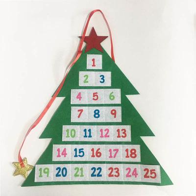 China Custom Felt Hanging Calendar Pendant Countdown to Christmas Tree Decoration Kids Children Gift Calendar for sale
