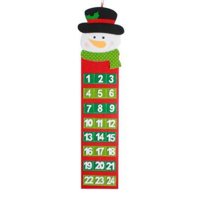 China Christmas Advent Hanging Calendar Xmas Countdown Felt Calendar with 24 Pockets Fabric for Kids Gifts Wall Door Decoration for sale
