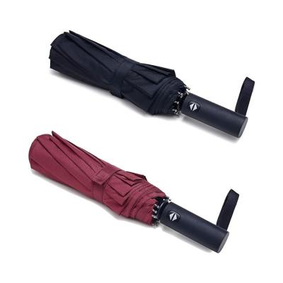 China Three Fold Automatic Umbrella Custom Portable Windproof Black Rain Umbrella for Women Men for sale