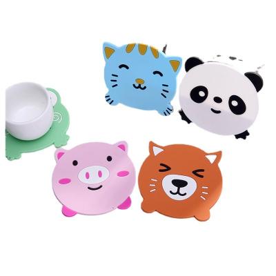 China Creative Cute Cartoon Animal Shape Household Table Mat Durable Non Slip Silicone Soft PVC Cup Coaster for sale