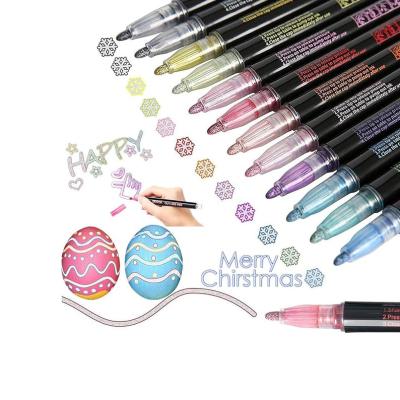 China Shimmer Outline Metallic Markers Set Custom Glitter Marker Pens for Writing Greeting Painting DIY Art Crafts for sale