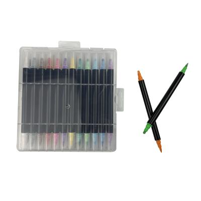 China 24 Colors Custom Dual Tip Acrylic Writing Maker Pen for Rock Painting Ceramic Wood Plastic DIY for sale