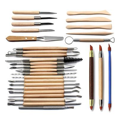 China Hot selling 30 pieces of clay sculpture tools simple wood multifunctional combination polymer clay tool set for sale