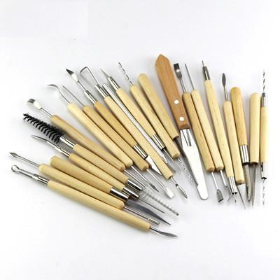 China 22 Pcs Set Artistic Wooden Clay Tools Carving Modeling Pottery Tools Polymer Clay Tools for sale