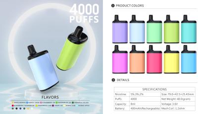 China Electronic 4000 Puff Vape 8ML 400Mah Rechargeable With 2% 3% 5% Nic Salt for sale