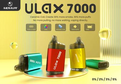 中国 MOVKIN ULAX 7000 DISPOSABLE VAPE POD 12ML with Type-C port 6 RGB lights 販売のため
