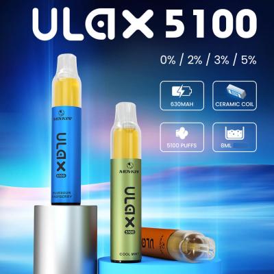中国 MOVKIN ULAX 5100 DISPOSABLE VAPE PEN 8ML Ceramic Coil 850mAh Battery Rechargeable 販売のため