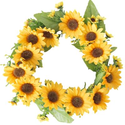 China 35-42cm Sunflower Wreath Artificial Leaf Plant Waterproof for sale