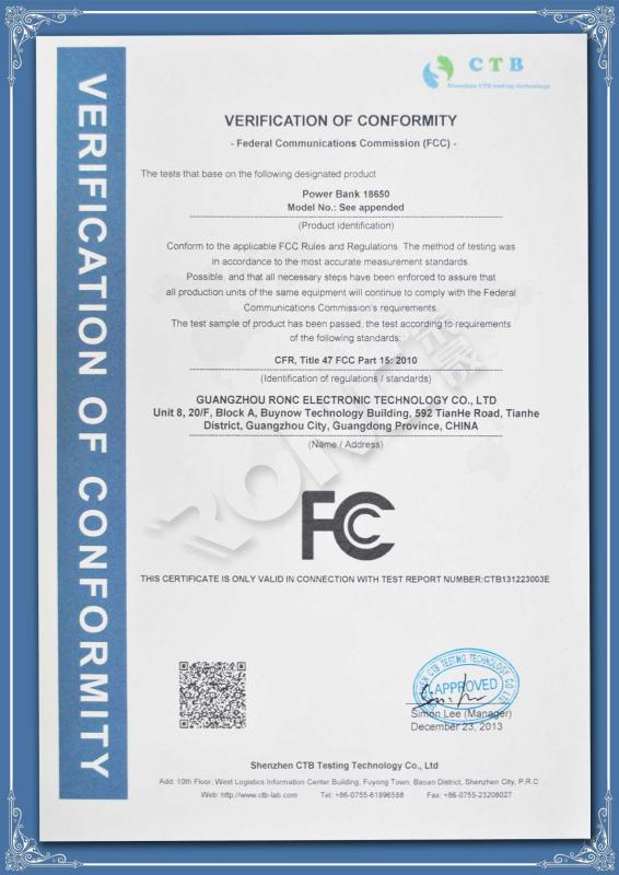 FCC - Guangzhou Ronc Electronic Sciences & Technology Co., Ltd.