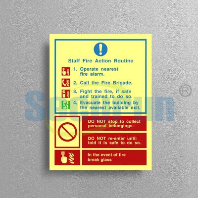 China Photoluminescent Simultaneous Evacuation Printable Fire Action Notice Sign for sale