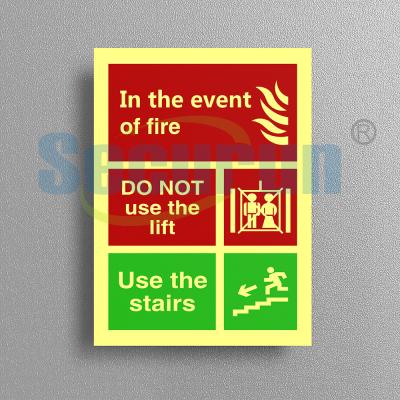 China Self Luminous Glow Photoluminescent Fire Signs Action For Not Use The Lift for sale