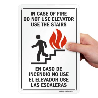 China Laminated Aluminum Fire Exit Staircase Signage Do No Use Elevator Safety Warning for sale