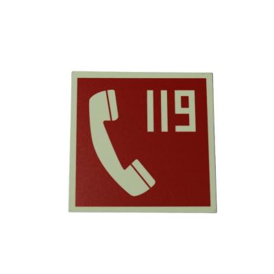 China 1mm Square Aluminum Photoluminescent Fire Signs Alarm Phone Number Signs for sale